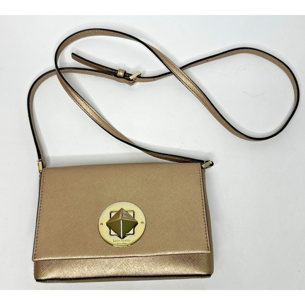 Kate Spade Newberry Lane Sally Crossbody Bag Rose Gold Leather Purse